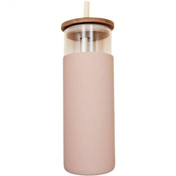 Glass Water Bottle with Bamboo Lid and Silicone Sleeve