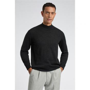 Merino Wool Mock Neck Jumper Grey