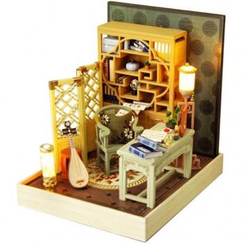 1:24 Scale Dollhouse Miniature with Furniture, DIY Dust-Proof Kit (Chinese Ancient)