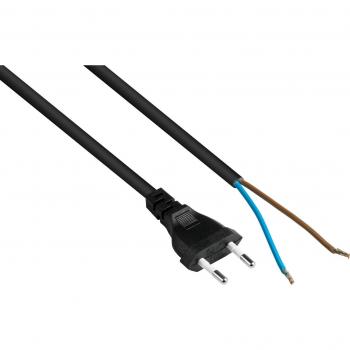PowerLine Euro-Stecker Kabel 5 m, abisolierte Enden, schwarz