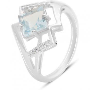 Anillo de plata con topacio 2.4ct 18.5 azul claro