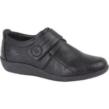 Zapato Boulevard mujer X Wide EE Fit 7 UK con barra de sujeción táctil negro