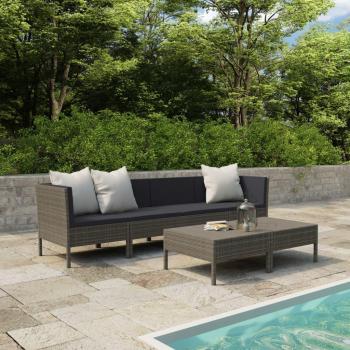 Set VidaXL Muebles exteriores 6 pzas y cojines gris rattan