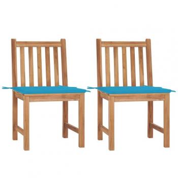 Set di Sedie da Giardino 2 pz con Cuscini in Legno di Teak