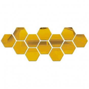 12pcs Hexagonal Mirror Wall Stickers for Home Decor