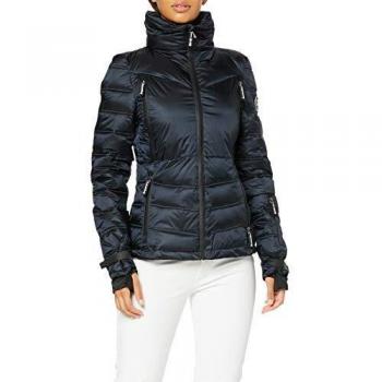 Damen Funnel Puffer mit Chevron‑Muster, Navy Shimmer – 40