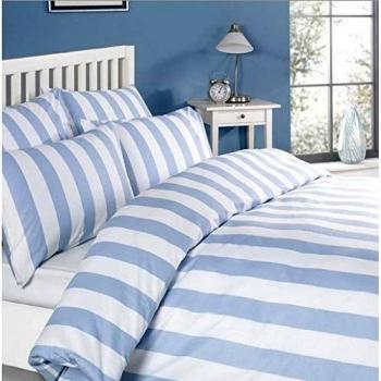 Louisiana Bedding Vertical Blue & White Stripe Duvet Cover Set 100% Cotton 200 Thread Count