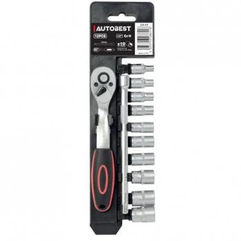 Cliquet carré 1/4 (Chrome) avec rallonge 150 mm et pack de 10 douilles