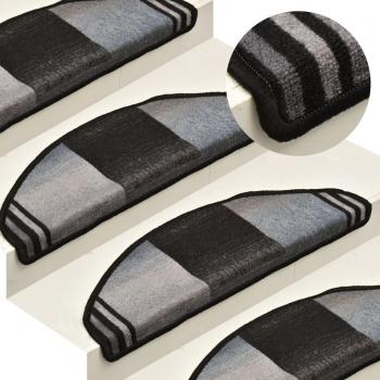 VidaXL Autocollants de tapis pour escaliers 15 pcs Noir et gris