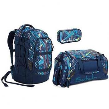 Schulrucksack Set „Satch Pack Splashy Lazer“ – 3‑Pack