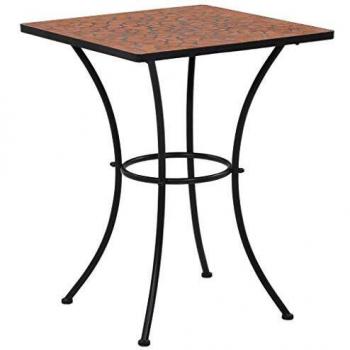 Tavolino Bistro in Ceramica con Mosaico Terracotta 60 cm