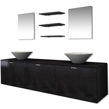 Sonata Eight Piece Bathroom Furniture Set Black
