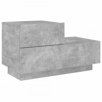 Armoire de nuit avec lumières LED gris béton 70x36x40,5 cm