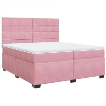 Velvet Box Spring Bed with Mattress Pink 200x200 cm