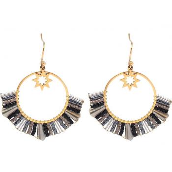 Les Trésors de Lily – Boucles Acier Boho Métallique, 40 × 35 mm