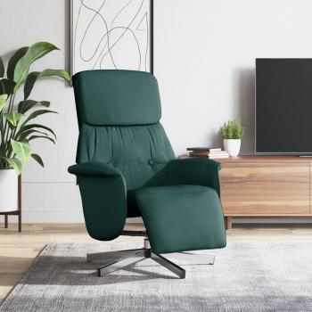 Fauteuil Tissu Vert Foncé Inclinable avec Repose-Pieds