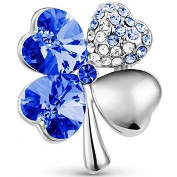 Broche Trèfle à Quatre Feuilles Cristal Autrichien Porte Bonne Chance
