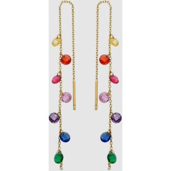 Pendientes Trendy de circonita multicolor en oro amarillo de 18k