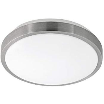 Wall-Mount Flush Ceiling Lamp with Satin Nickel Trim – 18W LED, White