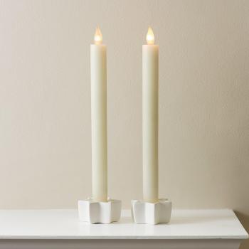 Elegant Ivory LED Taper Candle Pair
