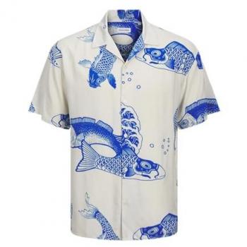 Jack & Jones Camisa Hombre con Motivo de Pescado