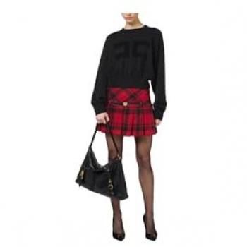 Elisabetta Franchi Felpa cropped donna in viscosa nera con ricamo 42