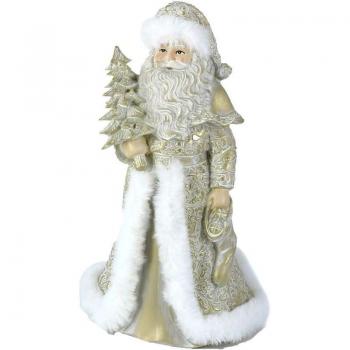Babbo Natale Resina 16,5×14 cm – Bianco Oro (Homegarden)