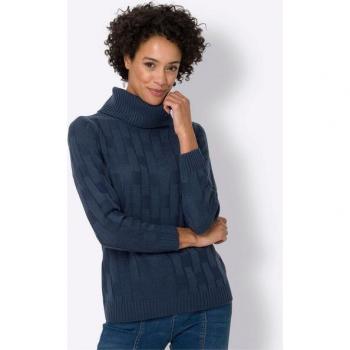 Unifarbener Rollkragenpullover Classic Basics, Dunkelblau, Größe 56