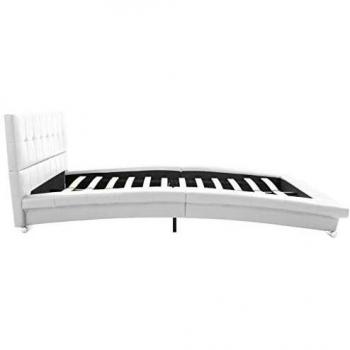 VidaXL Lit en Similicuir 200x120 cm en Blanc avec Tête de Lit Intégrée