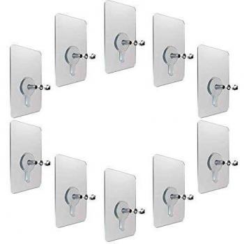 Hjyokuso No‑Trace Transparent Hook Set – 10pcs, Drilling Free, Tile & Glass Compatible