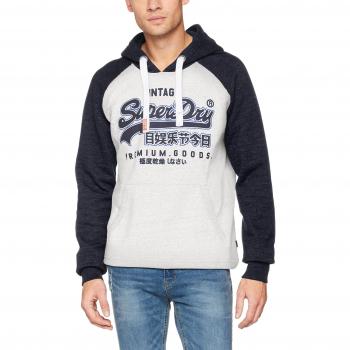 Superdry Premium Goods Raglan Hood, Sudadera para Hombre, Grigio, Grande