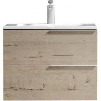 Meuble Sous Lavabo 60cm avec 2 Tiroirs en Chêne Blanc Clair