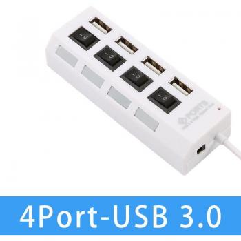 Divisor USB 4/7 3.0 con Conector de Extensión y Switch – Accesorio Laptop/PC