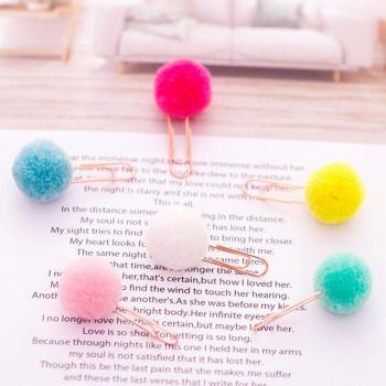 6pcs Plush Hairball Bookmark Clips