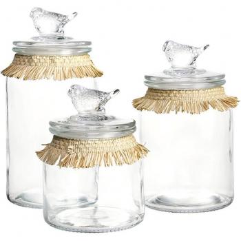 Ensemble de 3 Boîtes DKD Home Decor 11 x 11 x 22 cm en Verre Transparent