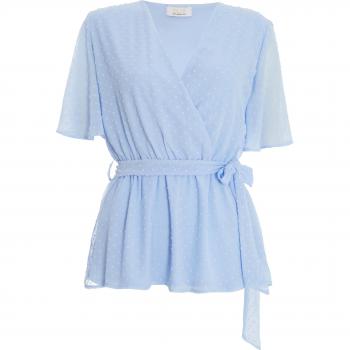 Women's Size 10 UK Top: Quiz Blue Dobby Print Wrap Peplum