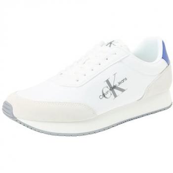 Calvin Klein Low‑Top Retro Runner Mens Trainers – White/Sapphire – Size 8