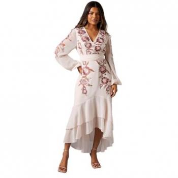 Blushing Embroidered Hi‑Lo Maxi by Coast