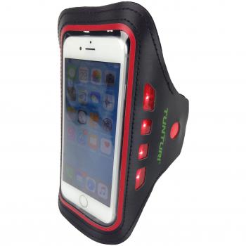 Fascia da braccio Tunturi LED sportiva nera e rossa