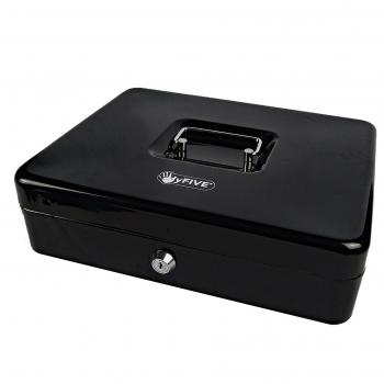 Hyfive® Steel Petty Cash Box 12 with 2 Keys/Removable Change Tray in Black