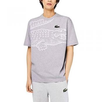 Lacoste Men's Grey Cotton Croc Print T-Shirt