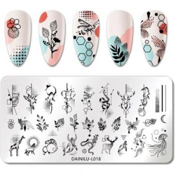 Plaque d'estampage pour ongles en acier inoxydable, 1 pièce, motif ondulé, art de manucure et pédicure, photos d'animaux