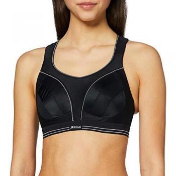 Black & Silver Shock Absorbing Women’s Run Bra – 34A