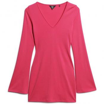 Superdry Bodycon Corto con Maniche Lunghe, colore Highland Berry, XL
