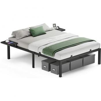 Vasagle Letto 190x140 – Struttura Metallo con Ripiani per Materasso