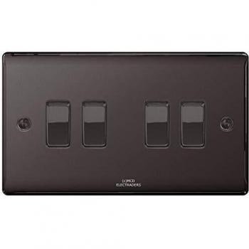 BG Electrical 10AX Quadruple Switch Black Nickel