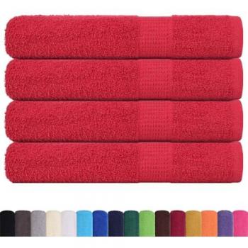 Asciugamani da sauna rosso, 4 pezzi, 80x200 cm, 360 g/m², cotone puro