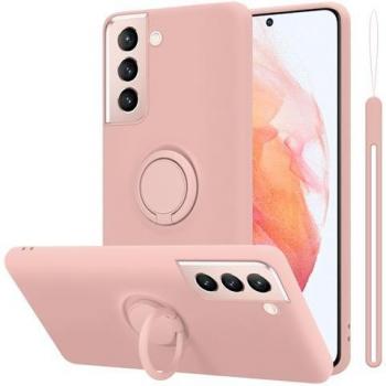Étui Protégé Silicone Liquid Pink + Anneau – Nouveau Design Galaxy S22