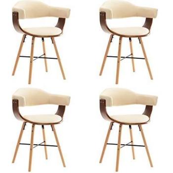 Sillas de Comedor Modernas 4 Uds Cuero Sintético y Madera Curvada Crema
