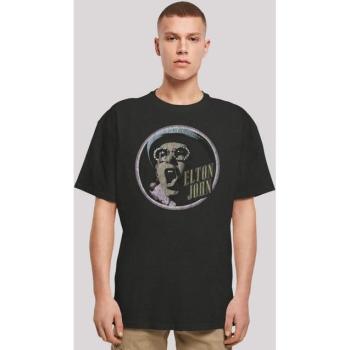 Herren‑T-Shirt XXL Schwarz „Elton John Vintage Circle“ – 100 % Baumwolle – Premium Oversize